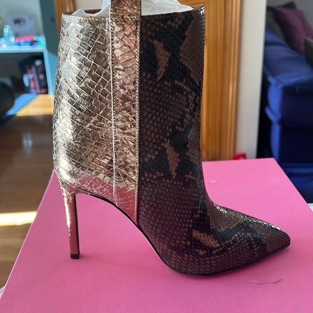 Booties with 5 inch heel.